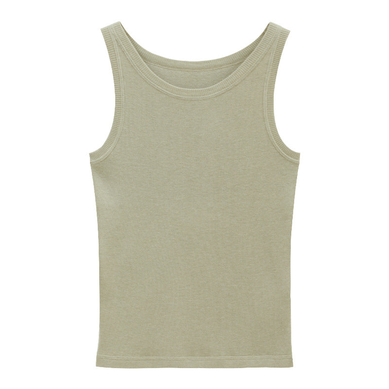 Round Neck Soft Textured Wool Tank Top