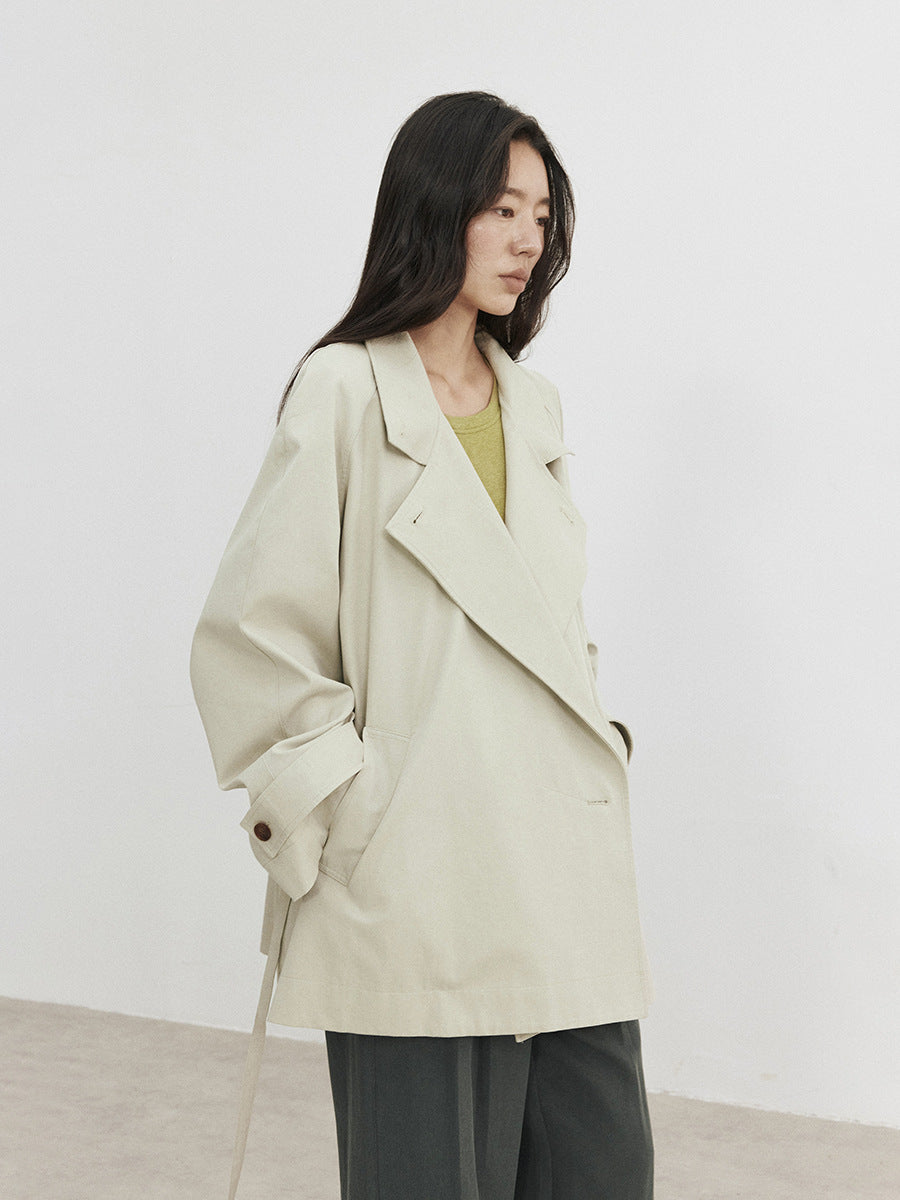 Relaxed Double-Breasted Oversized Trench Jacket