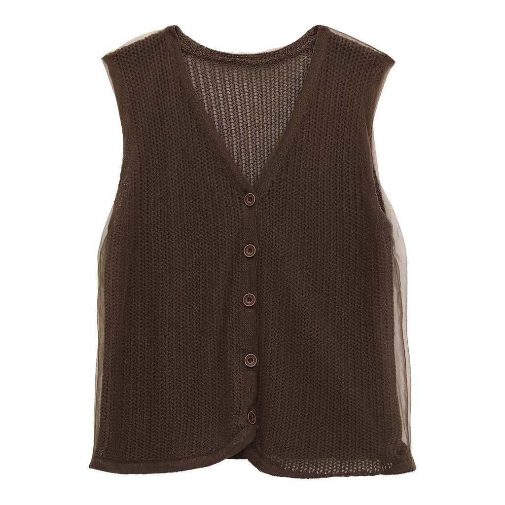 Silk Mesh Knit Wool Vest
