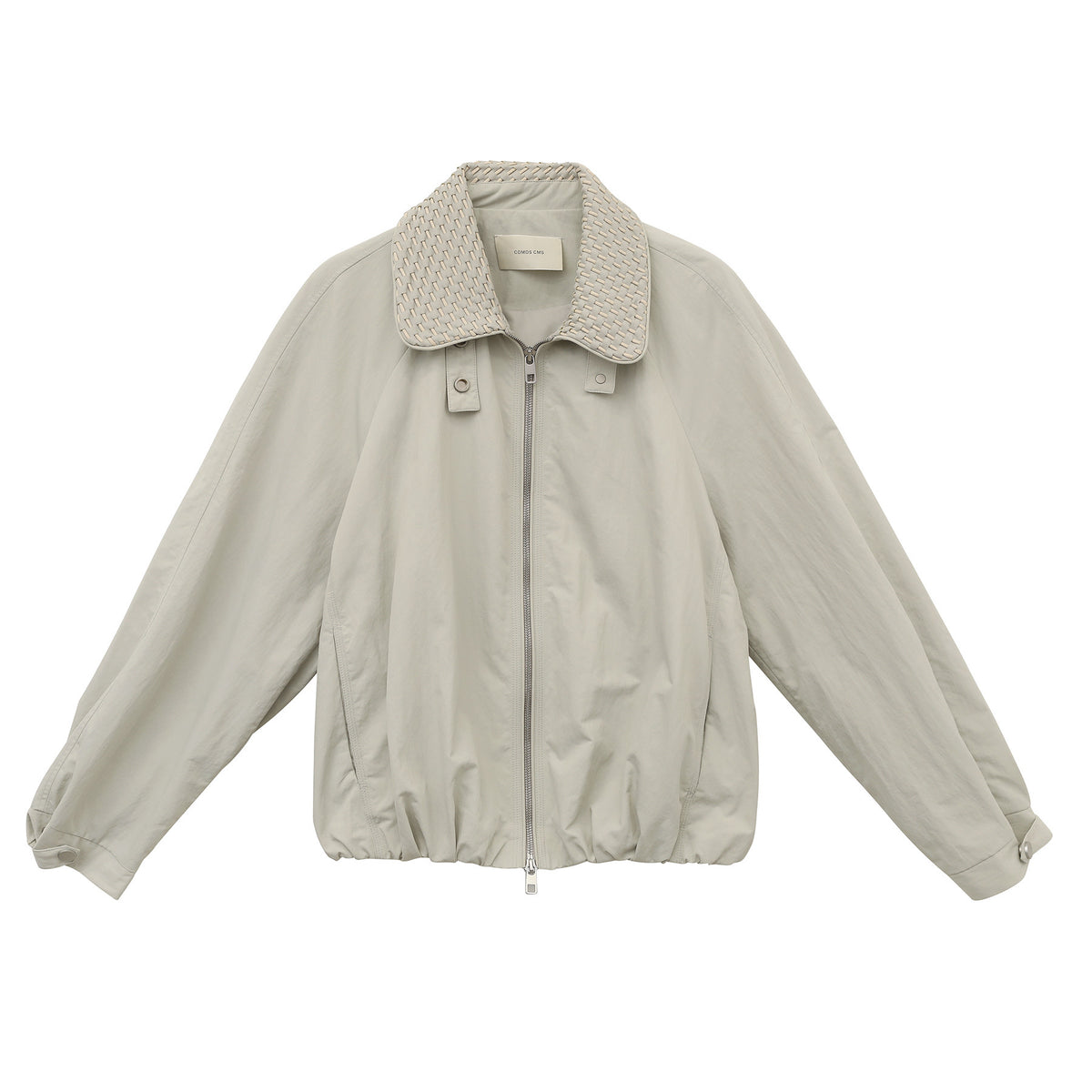 Woven Collar Double Zipper Windbreaker Jacket