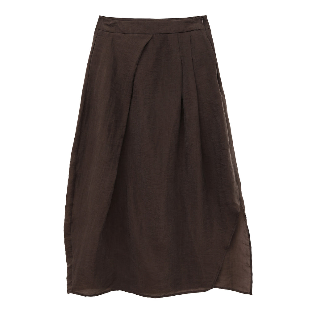 Irregular Pleated Flowing Maxi Skirt