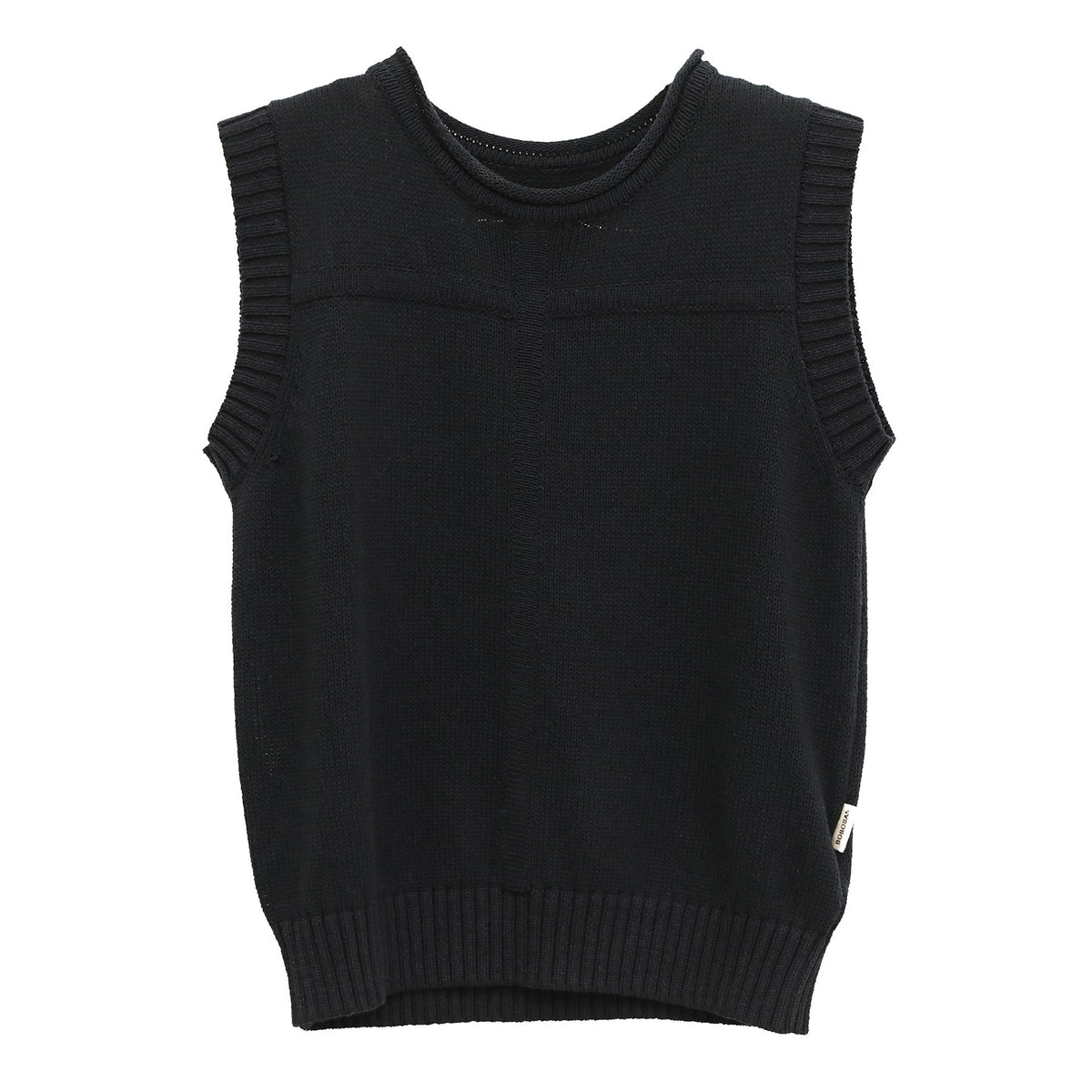 Linen Blend Roll-Neck Wool Sleeveless Knitwear Top