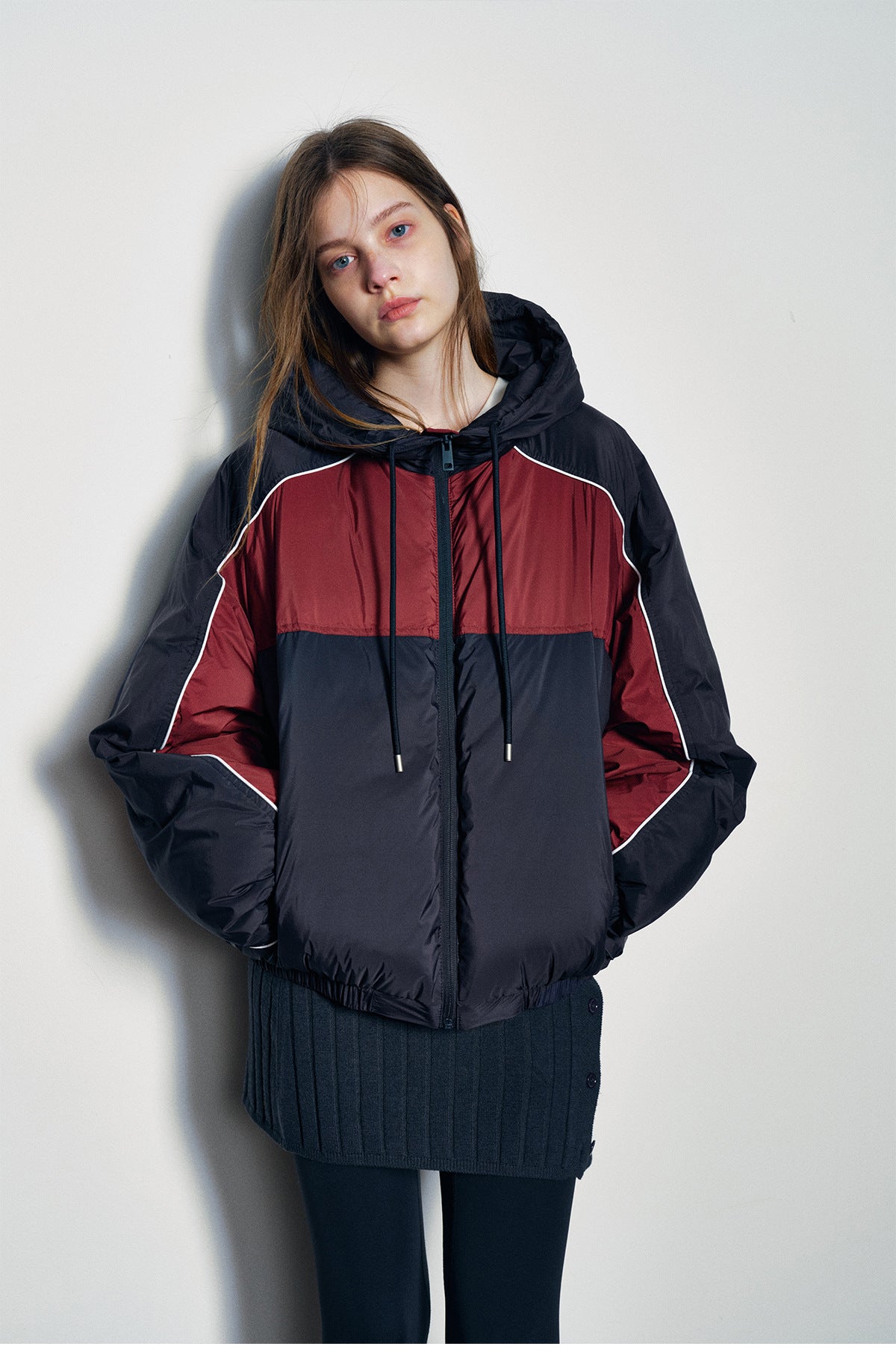 Retro Sports Contrast Duck Down Jacket