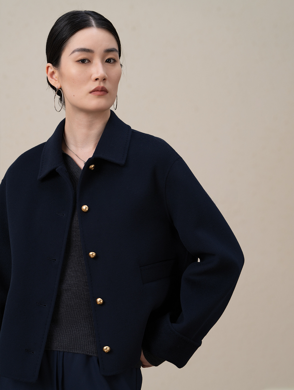 Double-sided Cashmere & Wool Short Coat