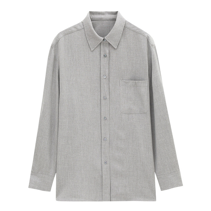 Relaxed Oversized Button-Front Shirt with Pocket
