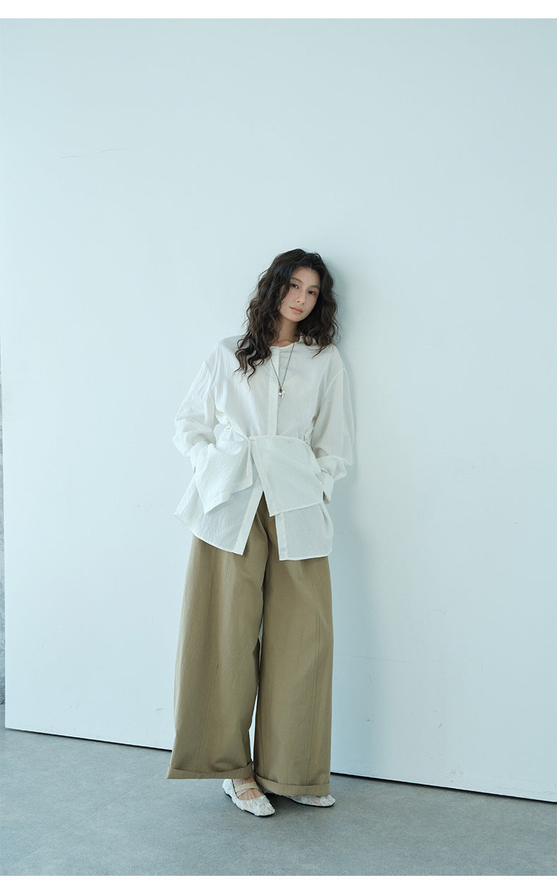 Pleated Casual Wide-leg Pants