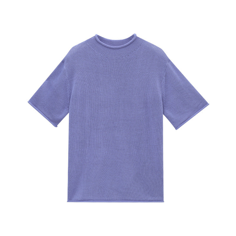 Merino Wool Short Sleeve Pullover Knit Top