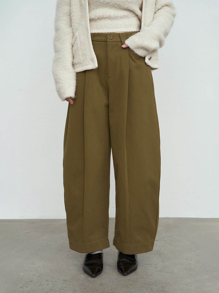 Tailored Wide-Leg Pleated Trousers