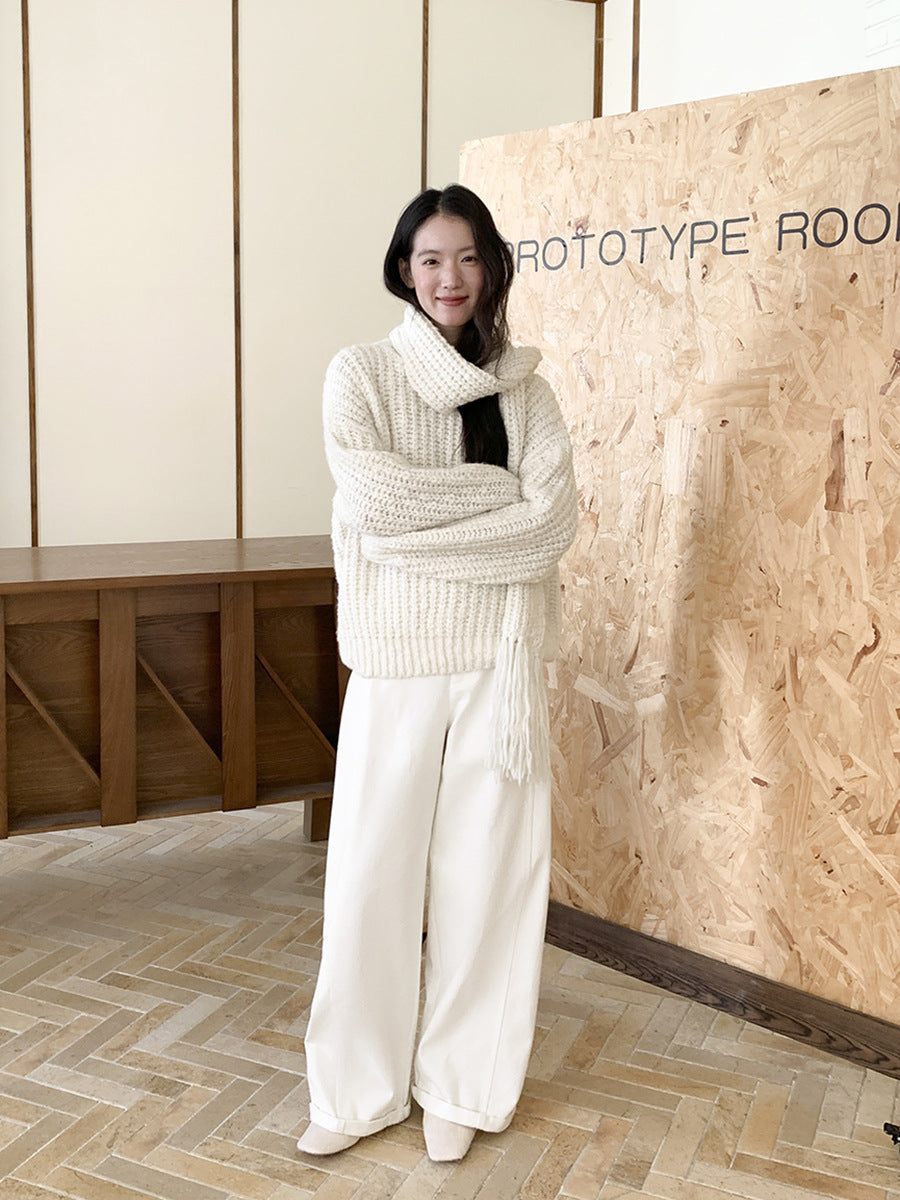 Elegant Combed Cotton Versatile Straight-Leg Pants