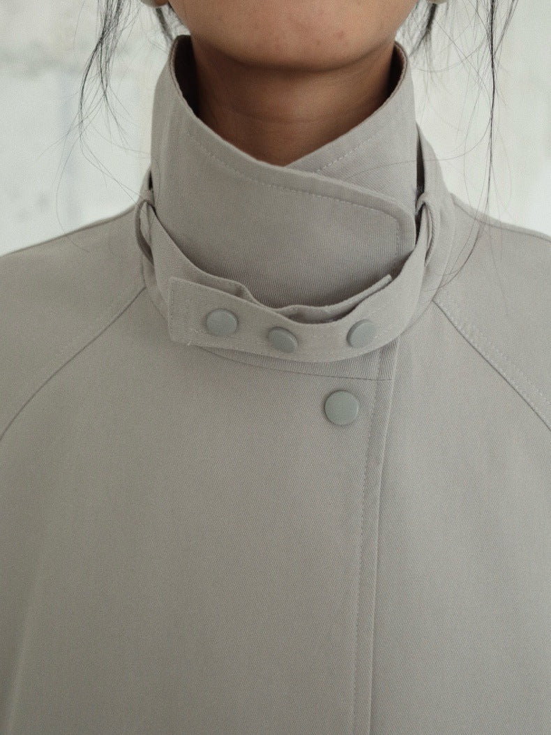 Stand-Up Collar Mid-Length Stylish Trench Coat