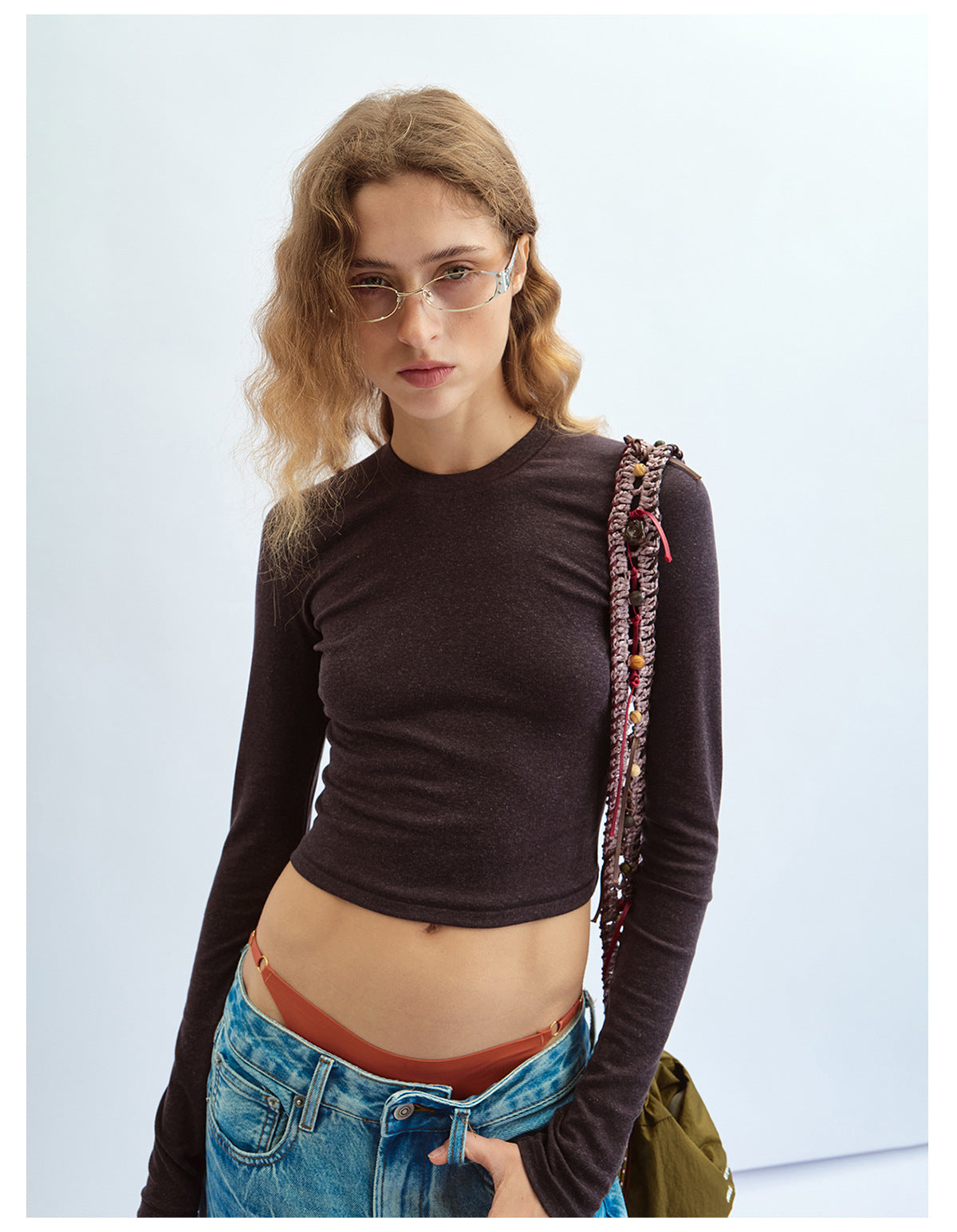 Basic Solid Color Crew Neck Long-sleeve T-shirt