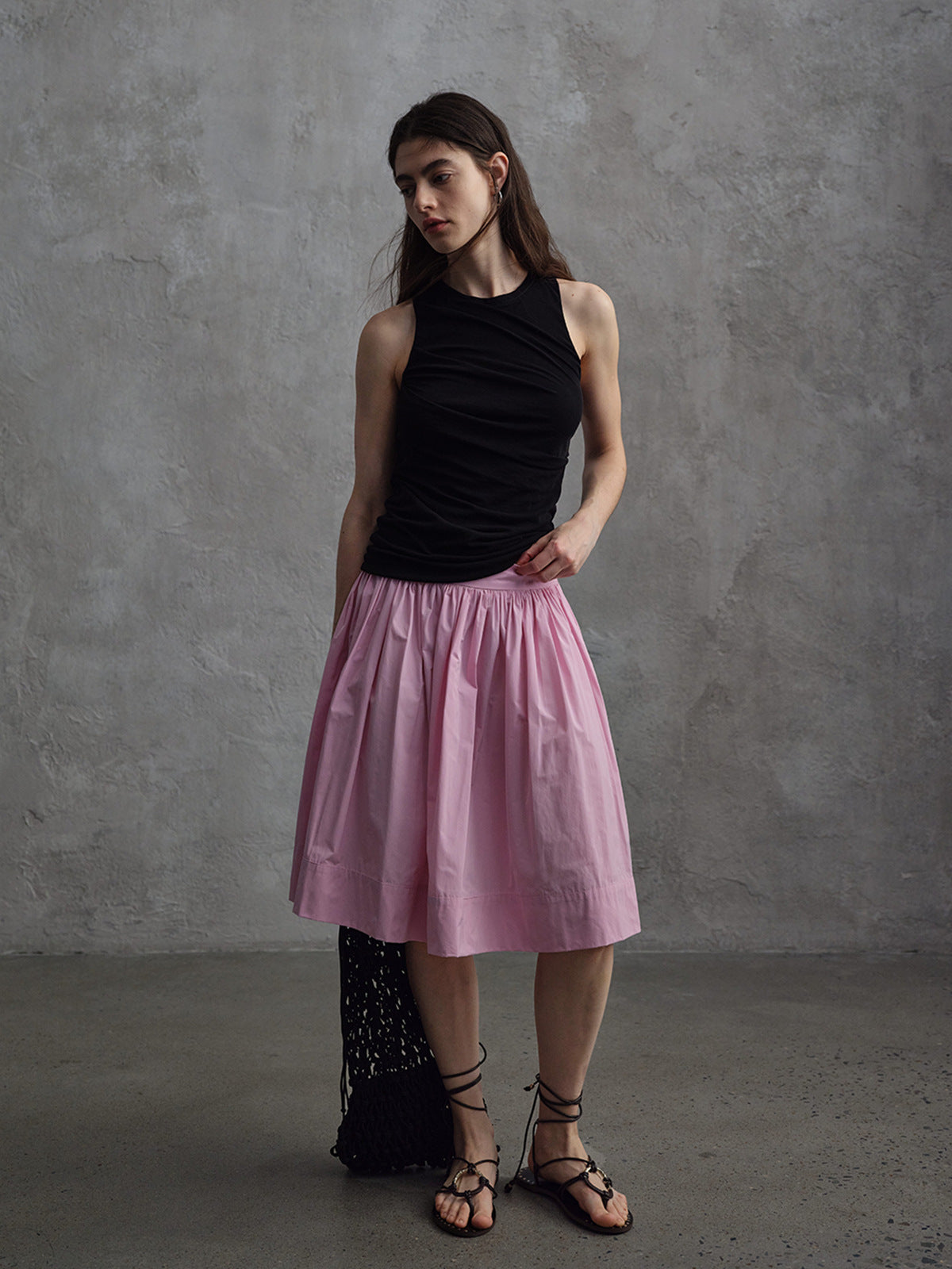 Asymmetrical Pleated Tank Top