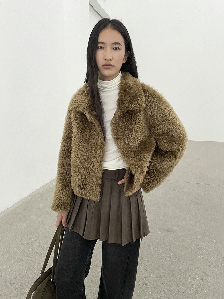 Cropped Faux Fur Fluffy Jacket