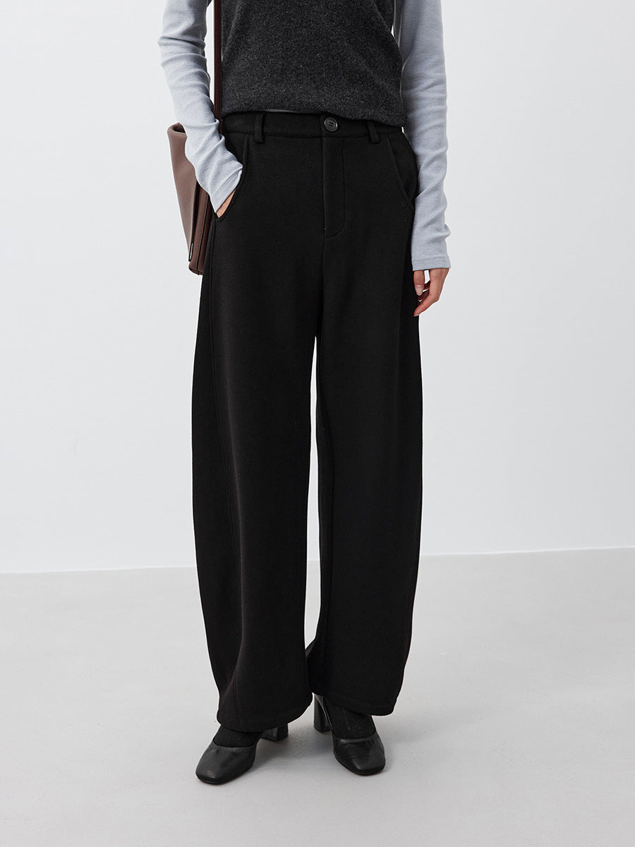 High-Waisted Wide-Leg Ponte Pants with Contrast Seam Detailing