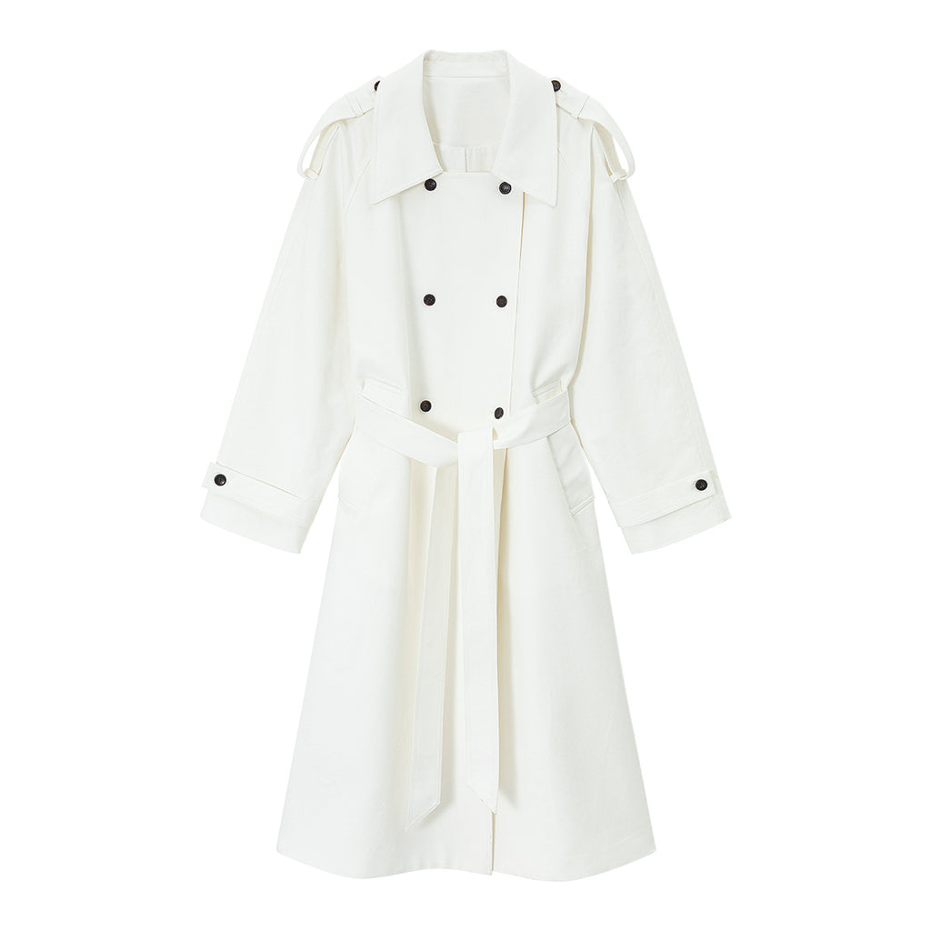 Double-Breasted Belted Relaxed Trench Coat