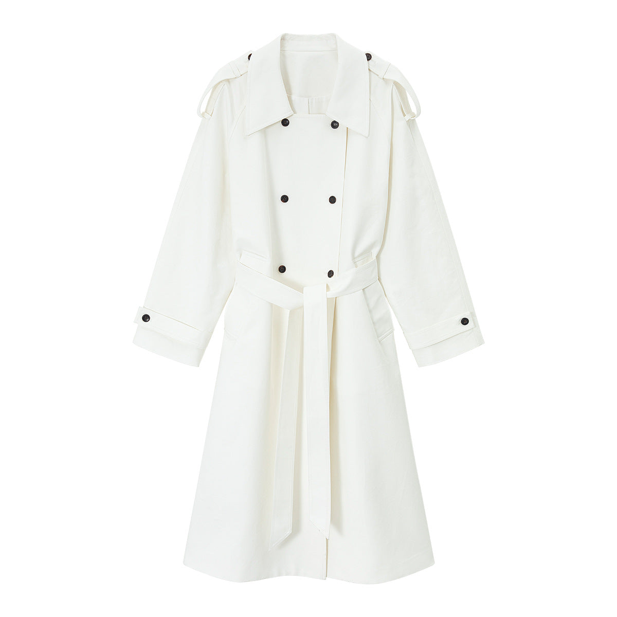 Double-Breasted Belted Relaxed Trench Coat
