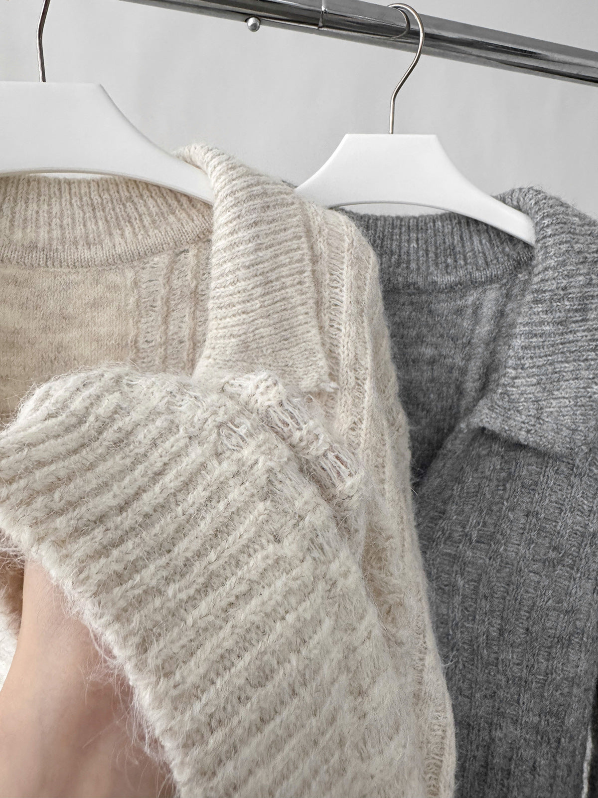 V-Neck Lapel Knit Warm Pullover Sweater
