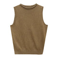 Casual Style Sleeveless Crew Neck Pullover Knitted Top