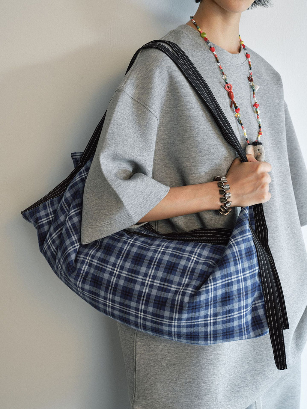 Vintage Classic Plaid One Shoulder Padded Underarm Bag