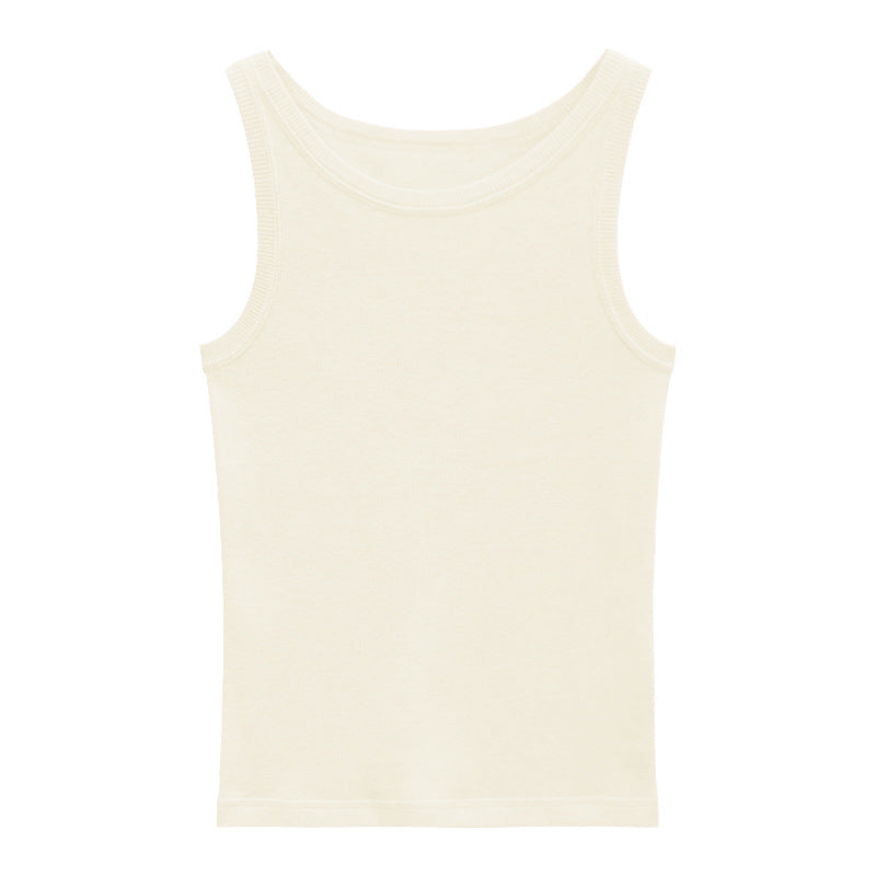 Round Neck Soft Textured Wool Tank Top