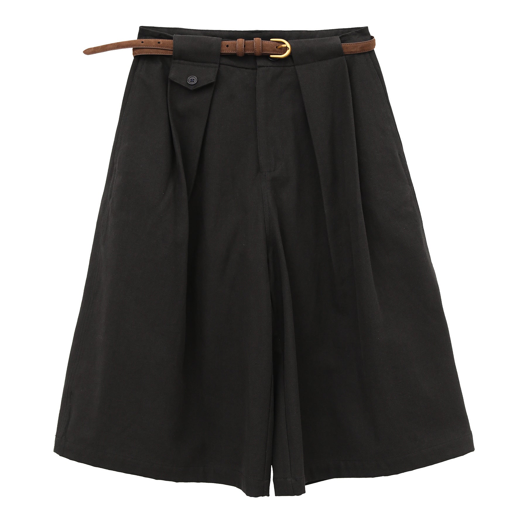Pleated Wide-Leg Baggy Dress Shorts