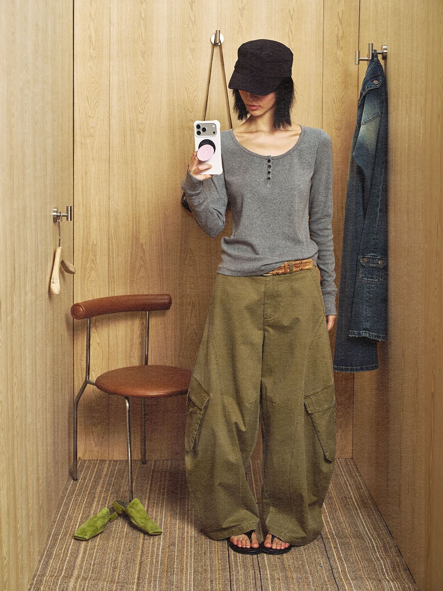 Skin-Friendly U-Neck Long Sleeve Shirt