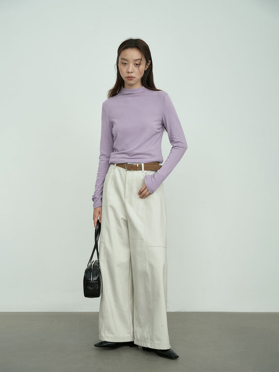 High Waist Wide Leg Lined Pants with Belt