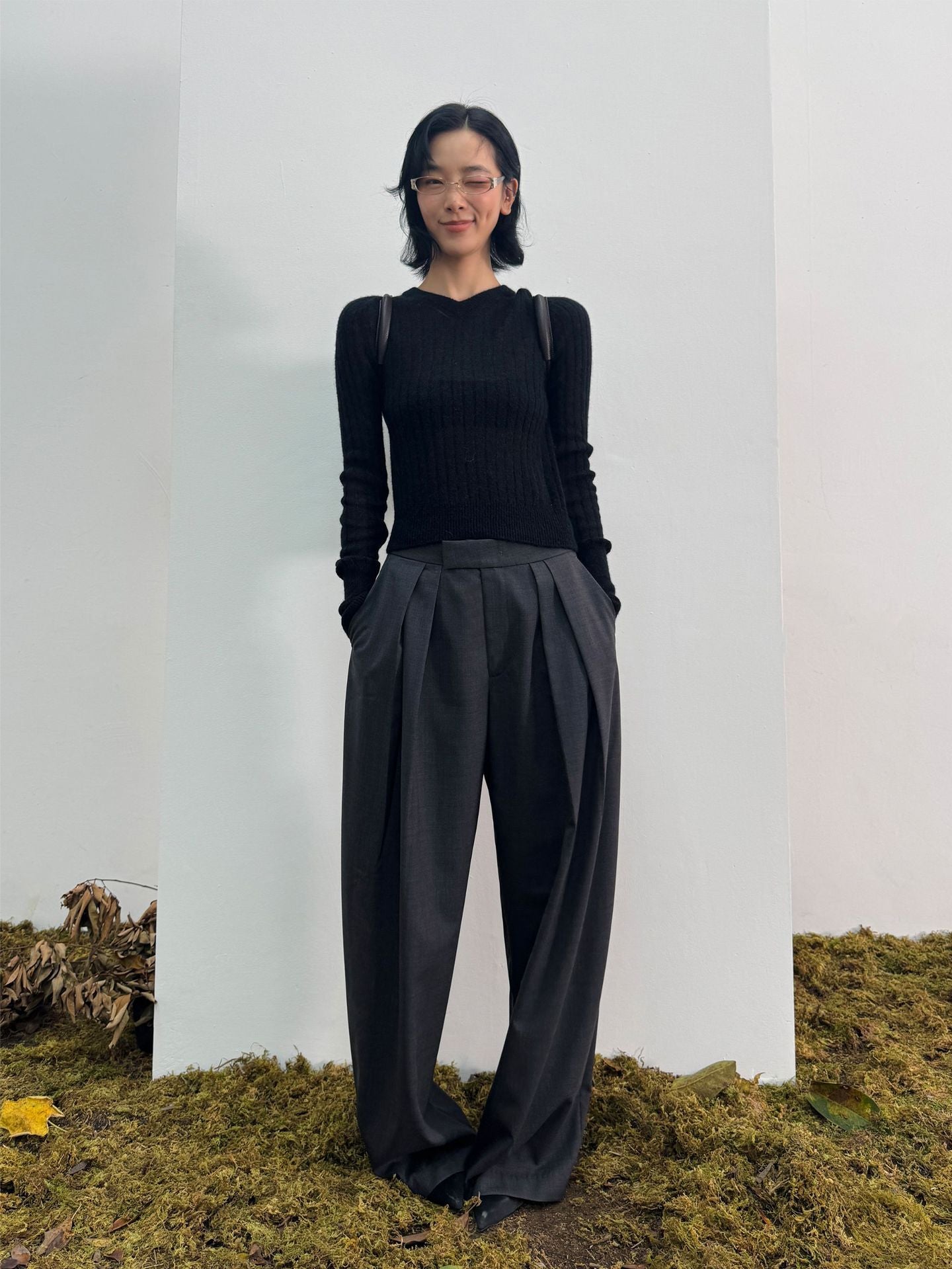 Tailored Cashmere Wide-Leg Trousers