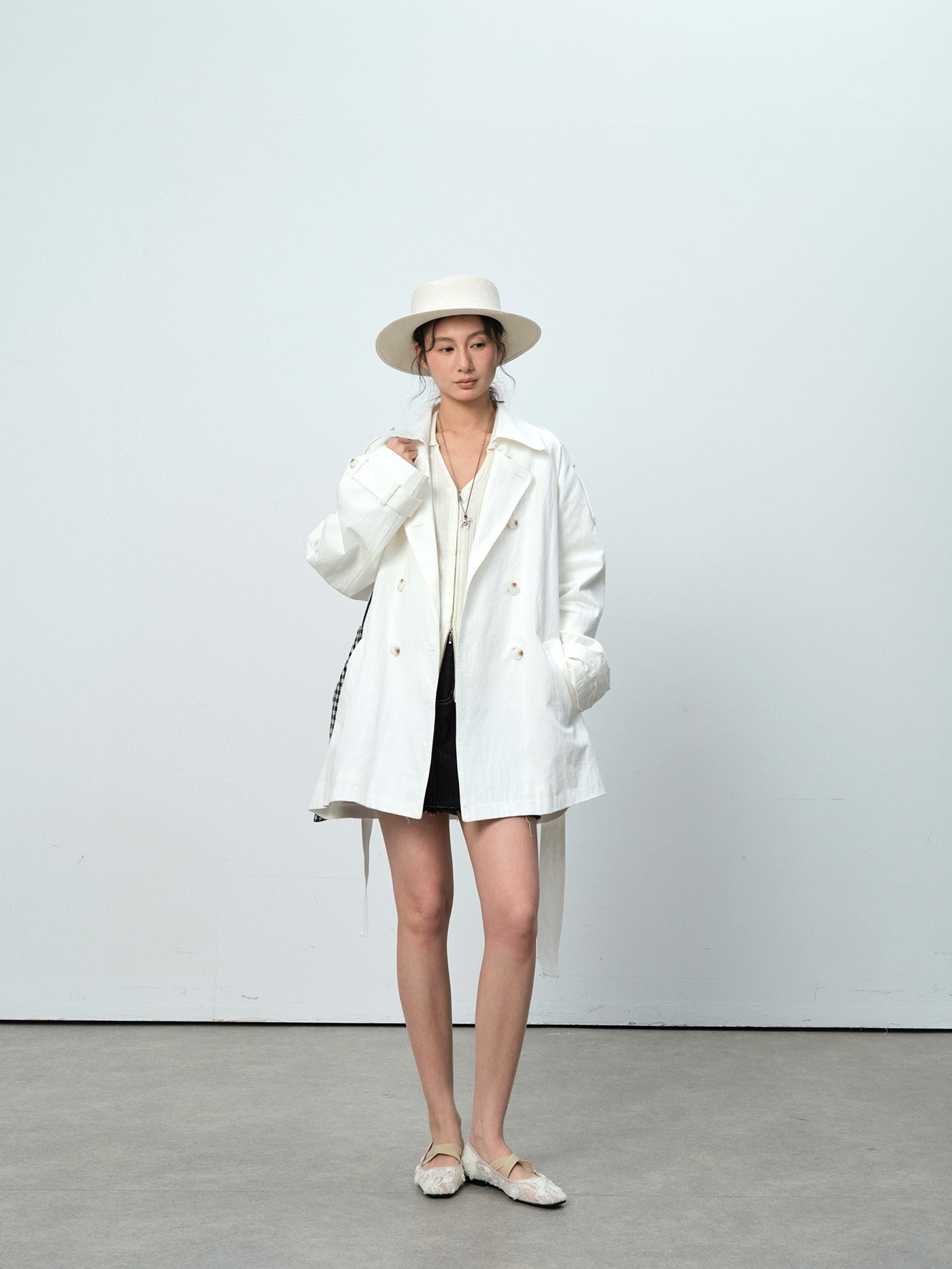 Double-Breasted Lapel Mid-Length Trench Coat