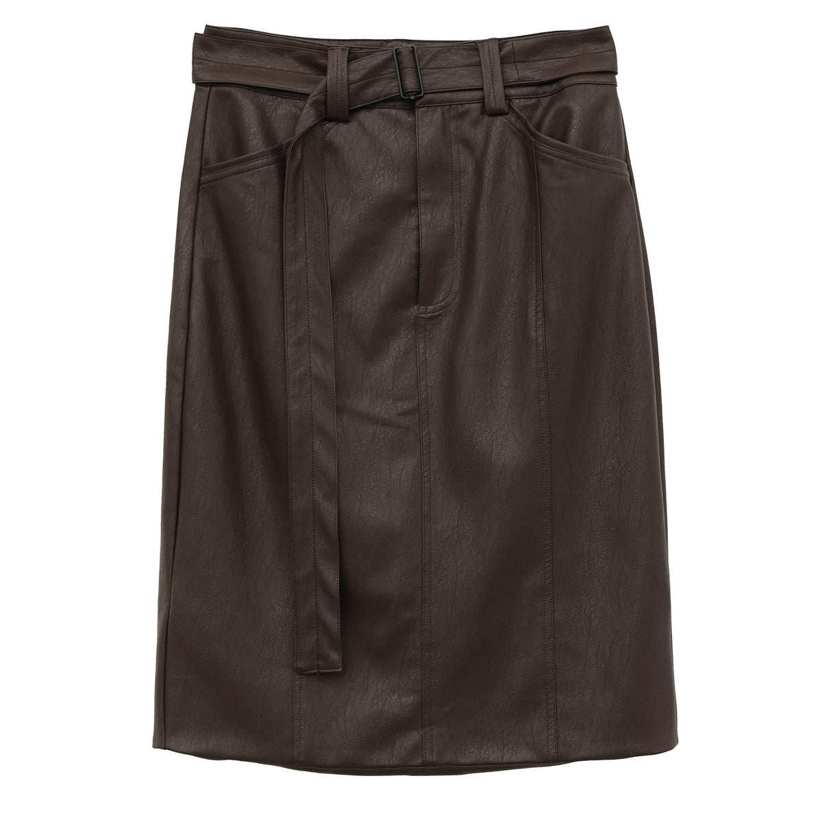 PU Leather Bodycon Midi Skirt