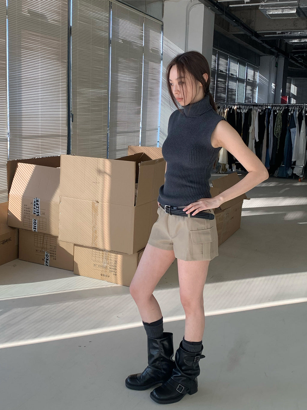 Low Waist Cargo Utility Shorts