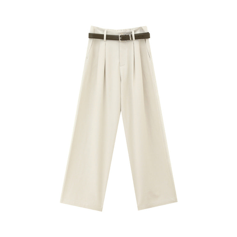 High-Waist Straight-Leg Dress Pants with Belt