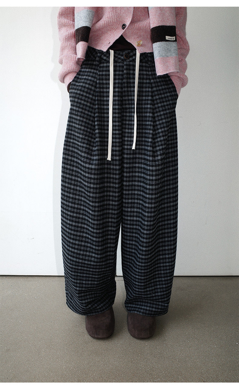 Baggy Plaid Casual Wide-Leg Pants