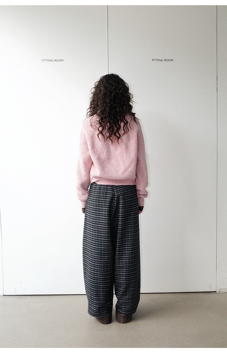 Baggy Plaid Casual Wide-Leg Pants