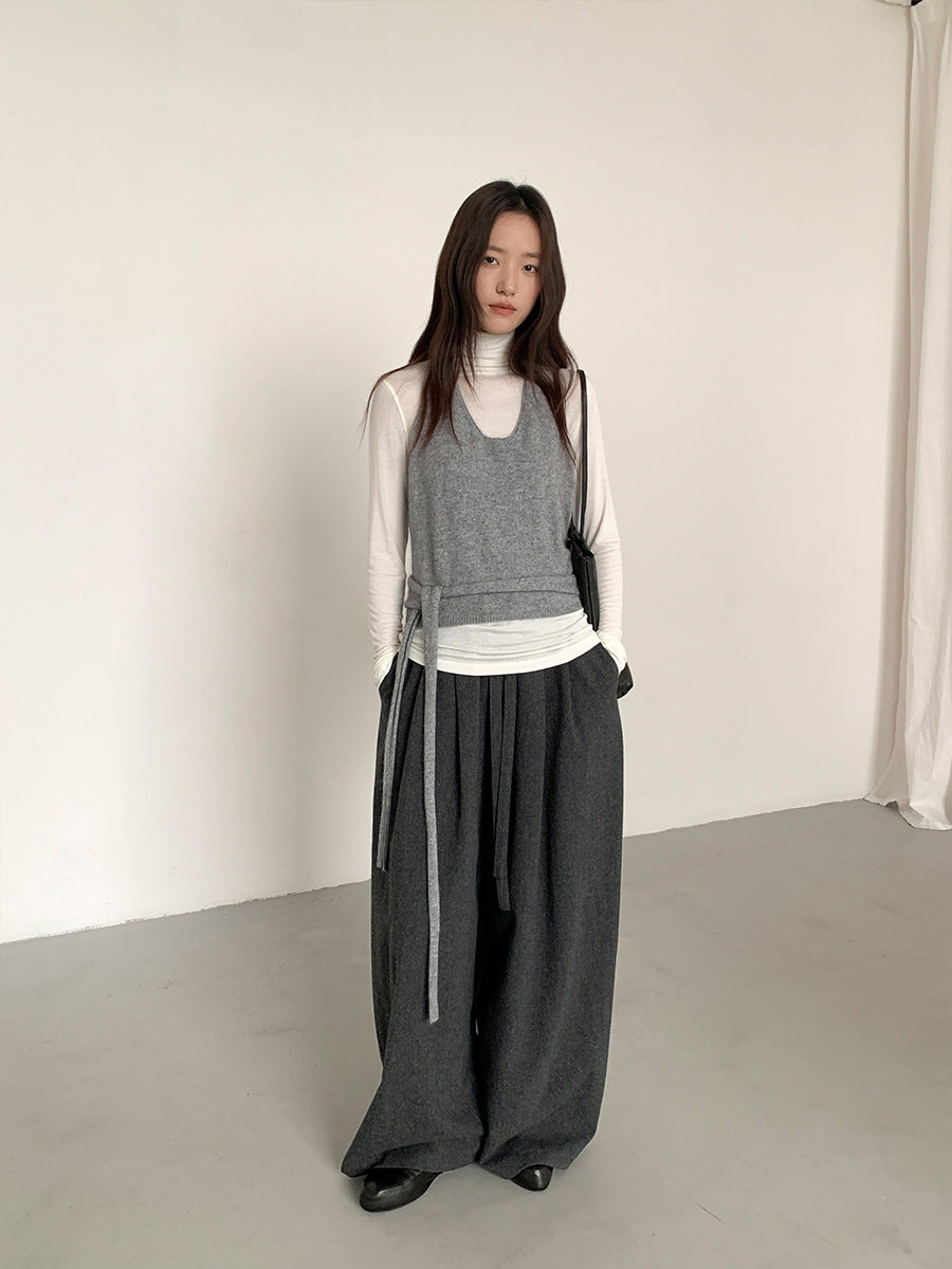 Warm Relaxed Wool Drawstring Pants
