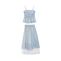 Gingham Peplum Cami Top & Layered Maxi Skirt Set