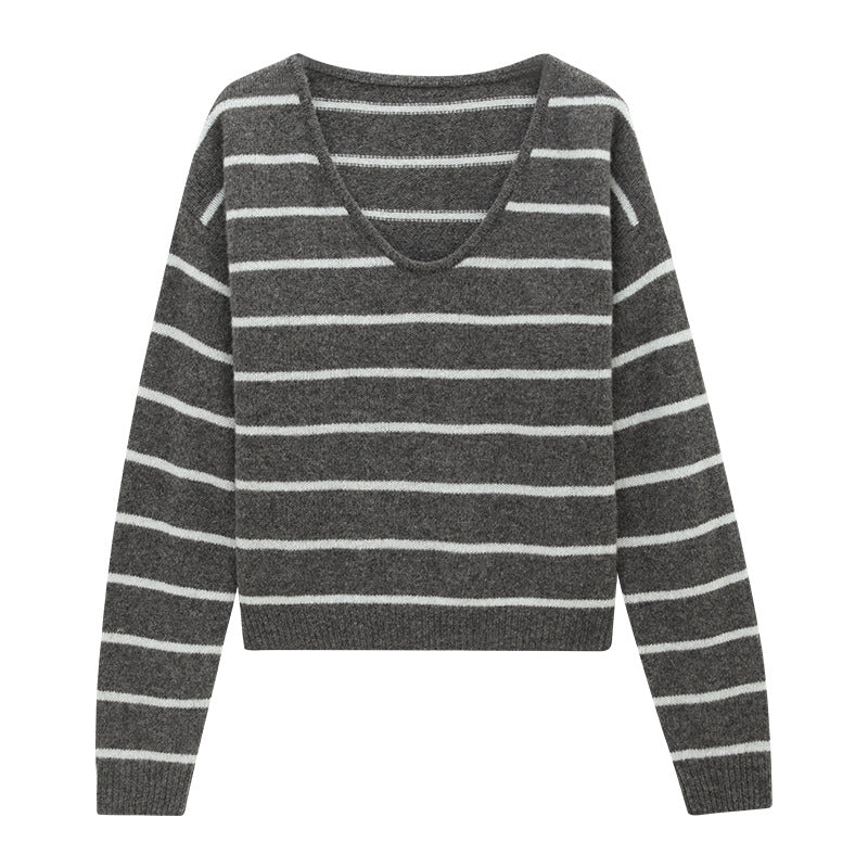 Striped Minimalist Wool Pullover Sweater