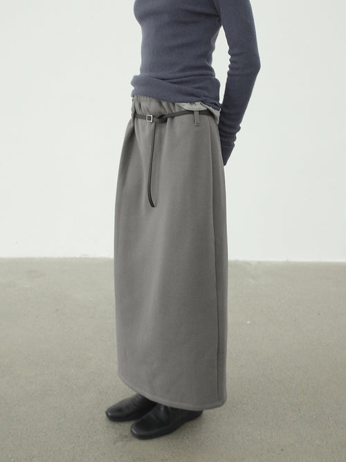 A-Line Thick Maxi Skirt with Belt