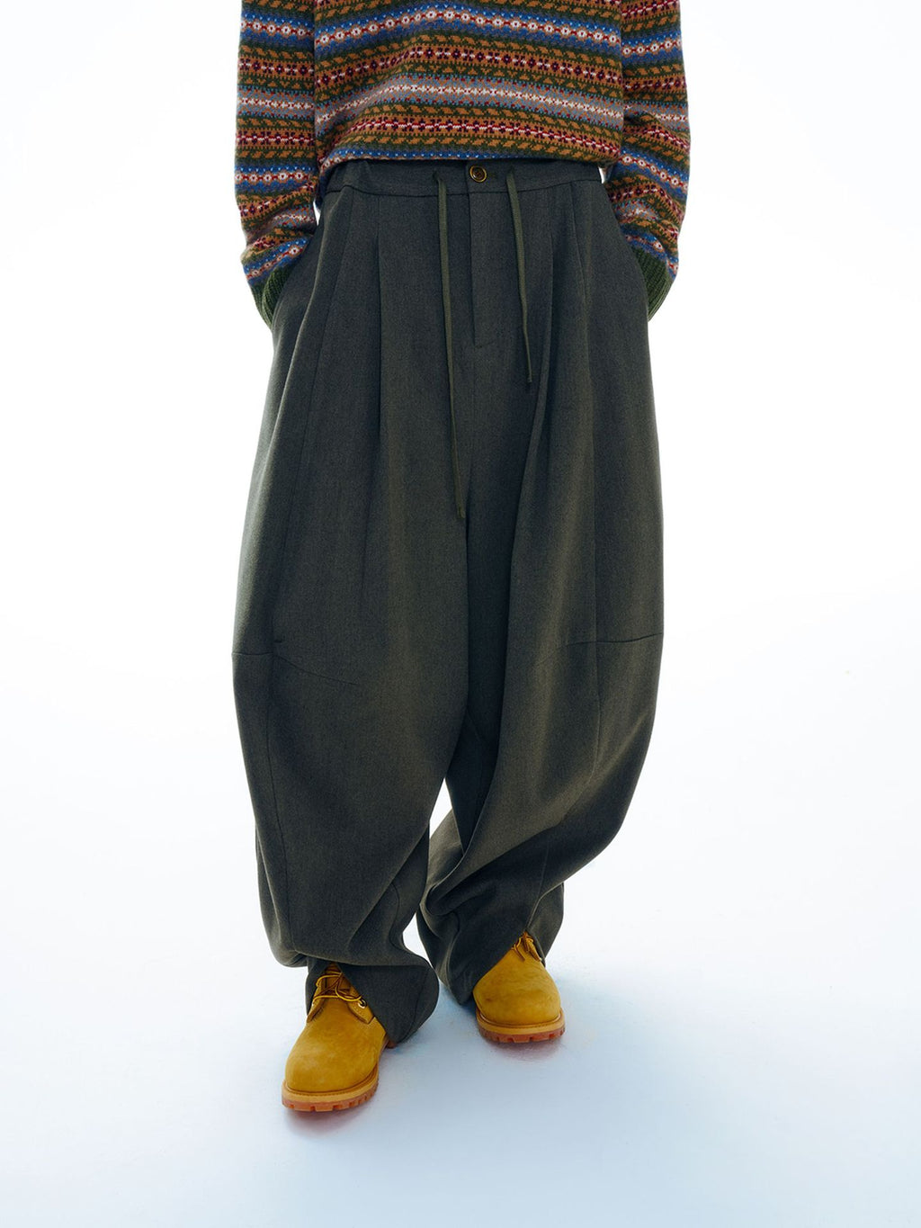 Thick Wool Baggy Low-waist Pants