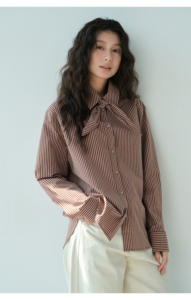Striped Scarf Long-Sleeve Shirt