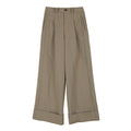 Long Rolled-Edge Straight-Leg Women's Pants