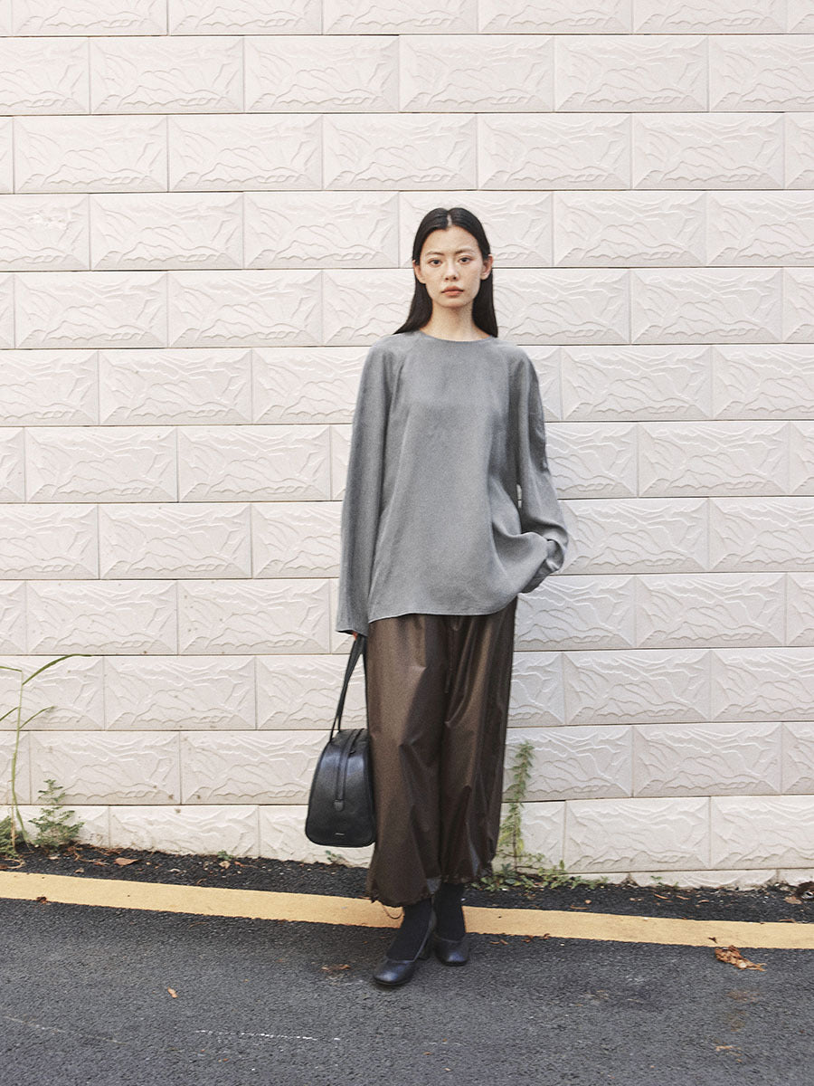 Fluid Viscose Wide-Leg Pants with Drawstring Hem
