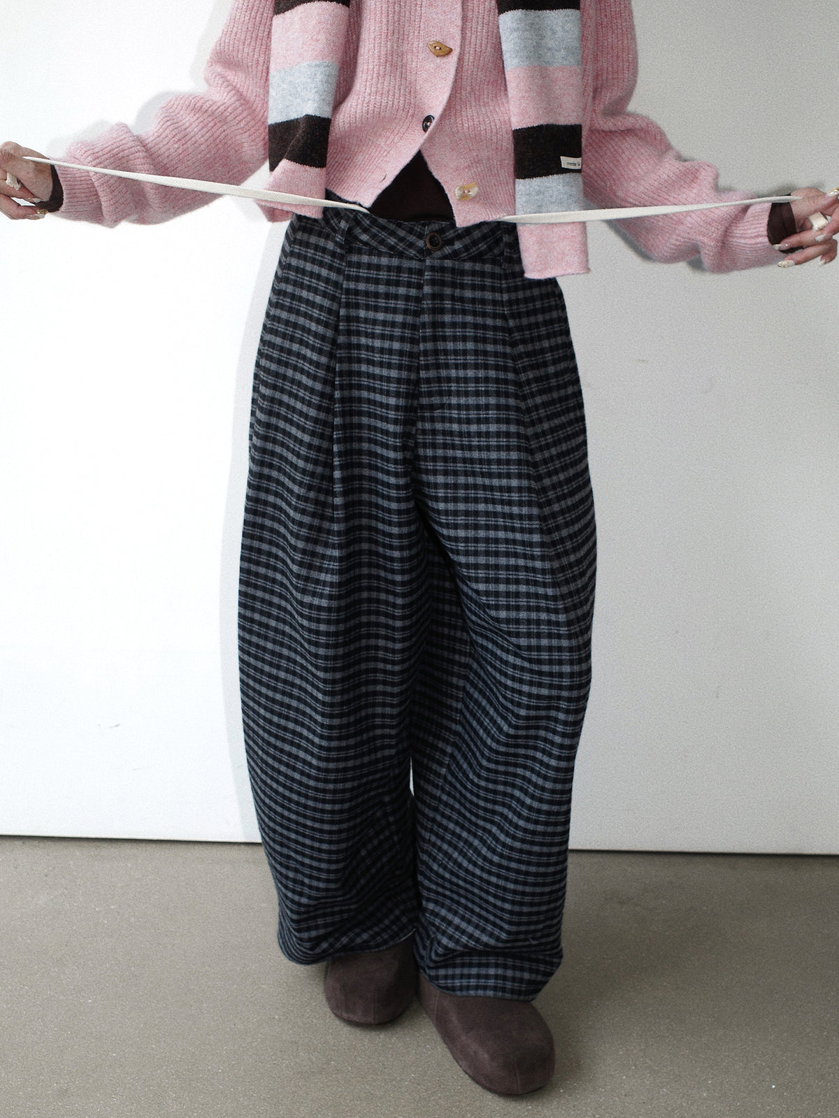 Baggy Plaid Casual Wide-Leg Pants