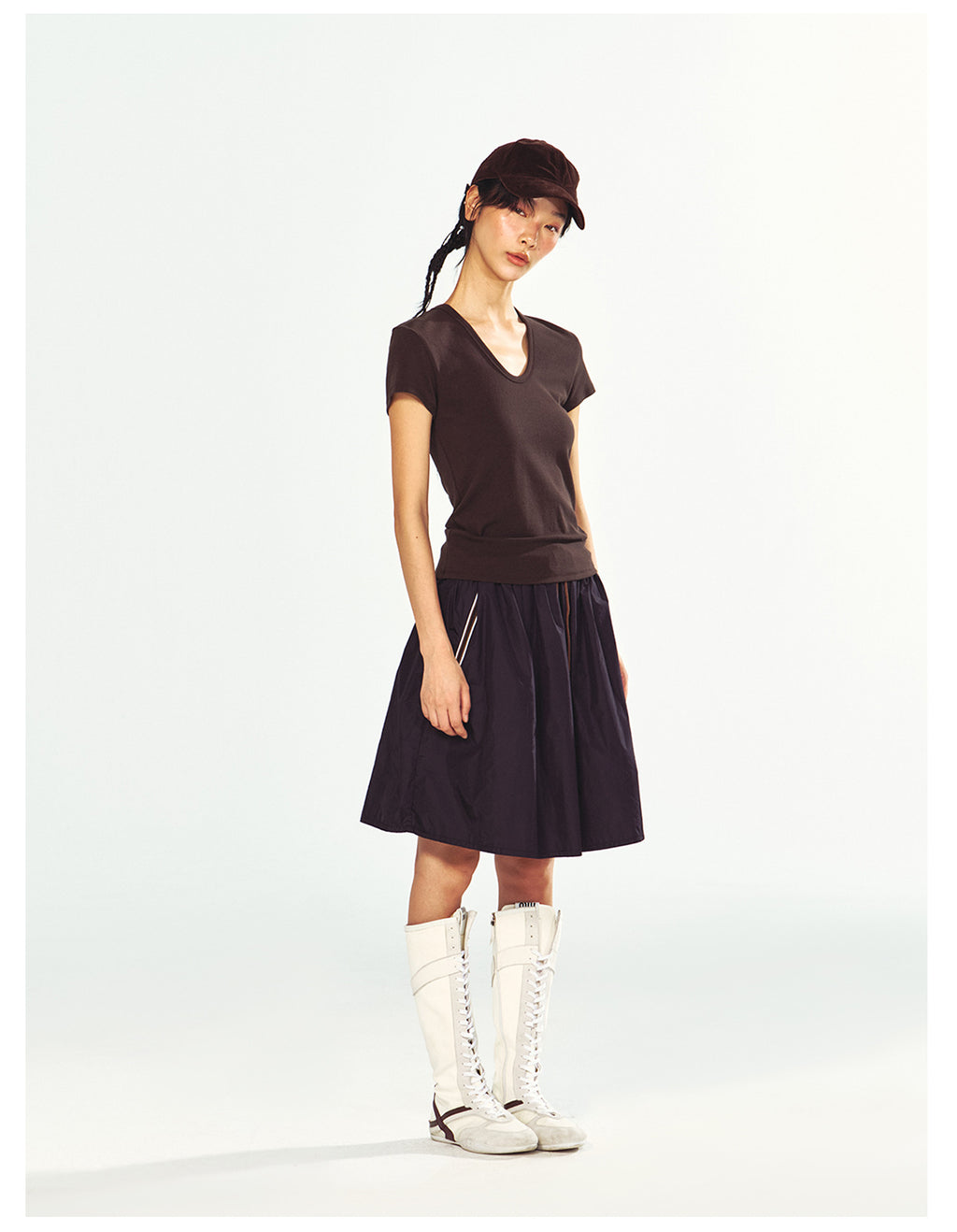 Stretchy Skin-Friendly U-Neck Slim T-Shirt