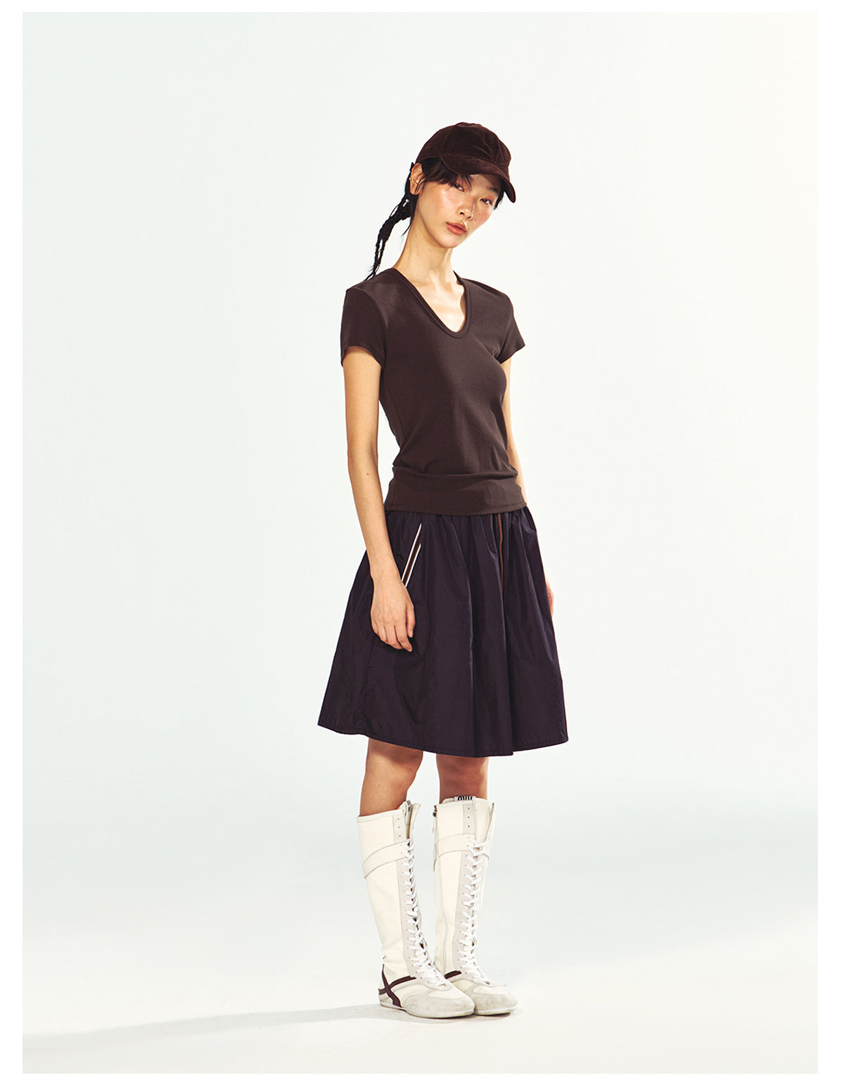 Stretchy Skin-Friendly U-Neck Slim T-Shirt
