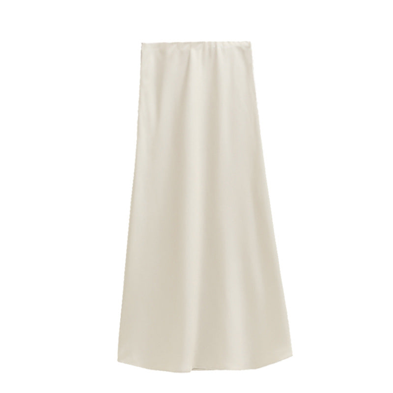 A-line drape Satin Maxi Skirt