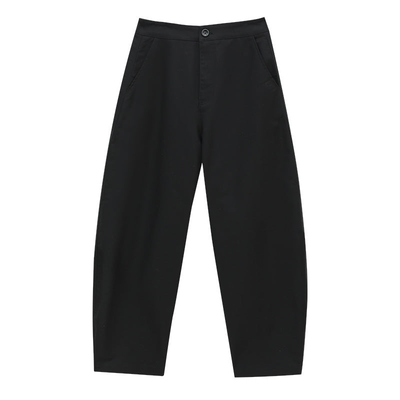 Curved Leg Silhouette High-Waisted Relaxed Tapered Trousers
