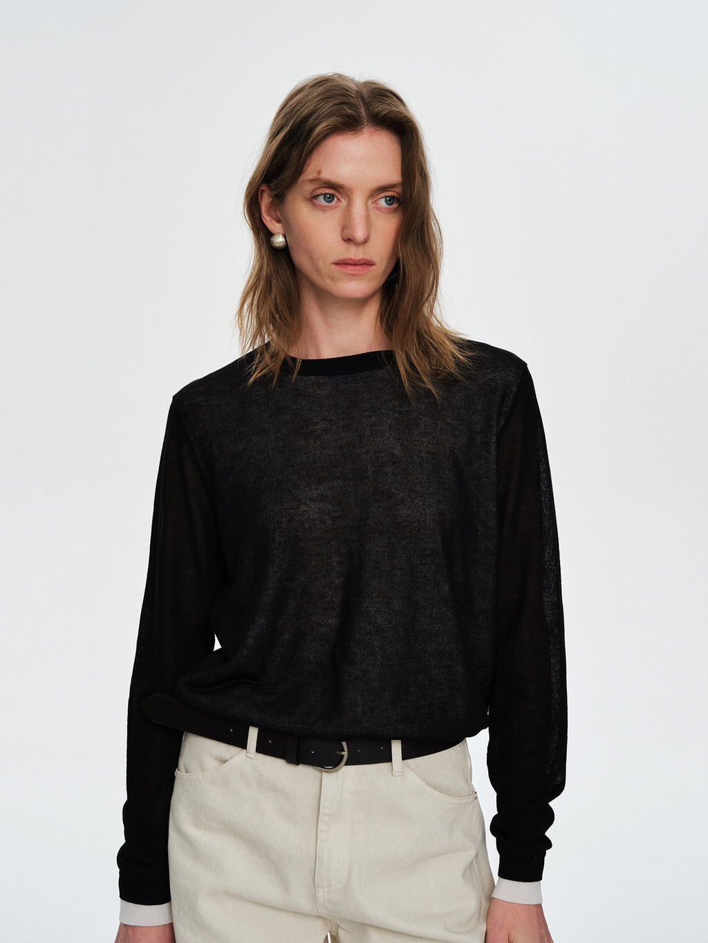 Color-Block Fake Two-Piece Relaxed Knit Top