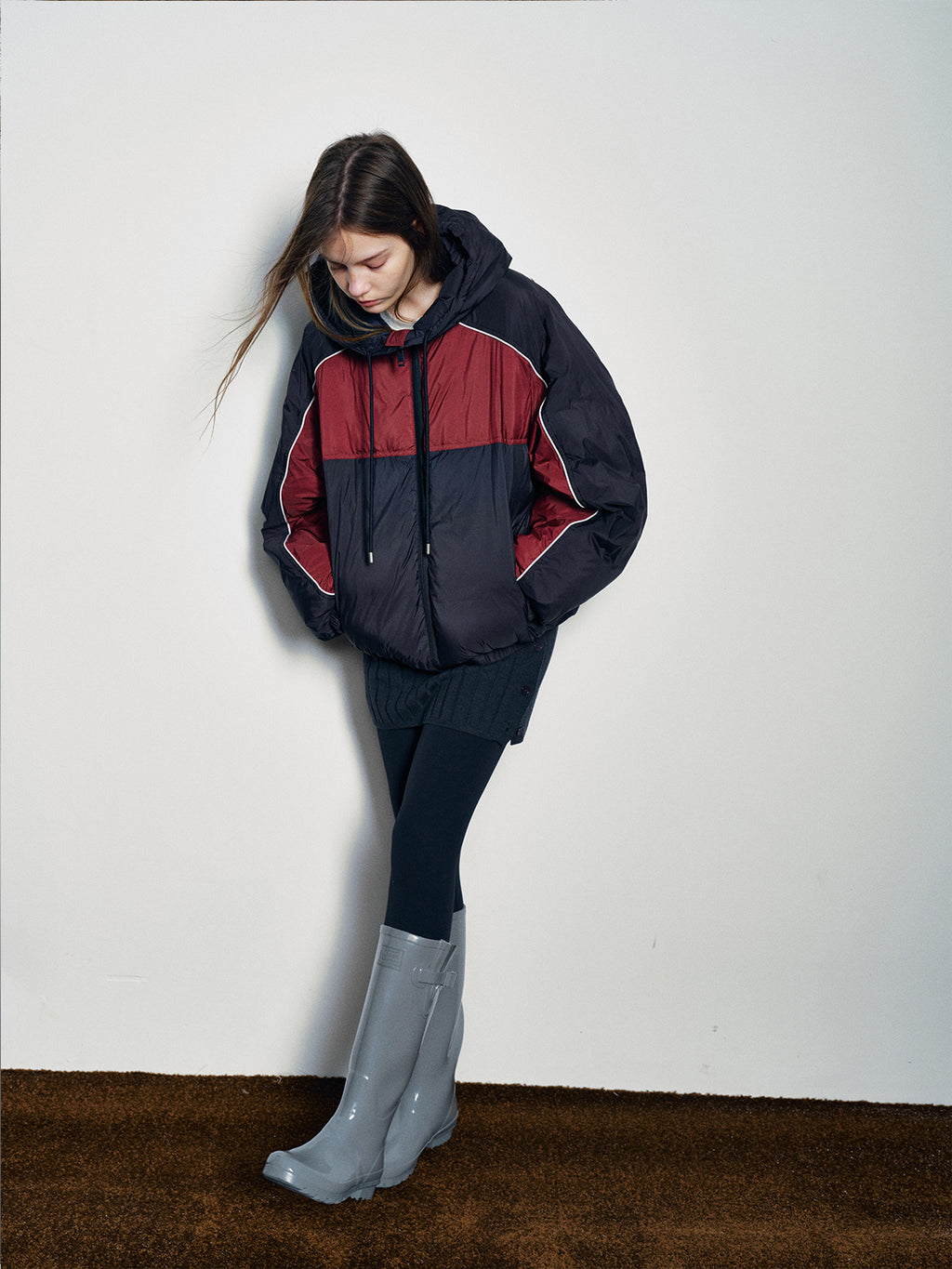 Retro Sports Contrast Duck Down Jacket