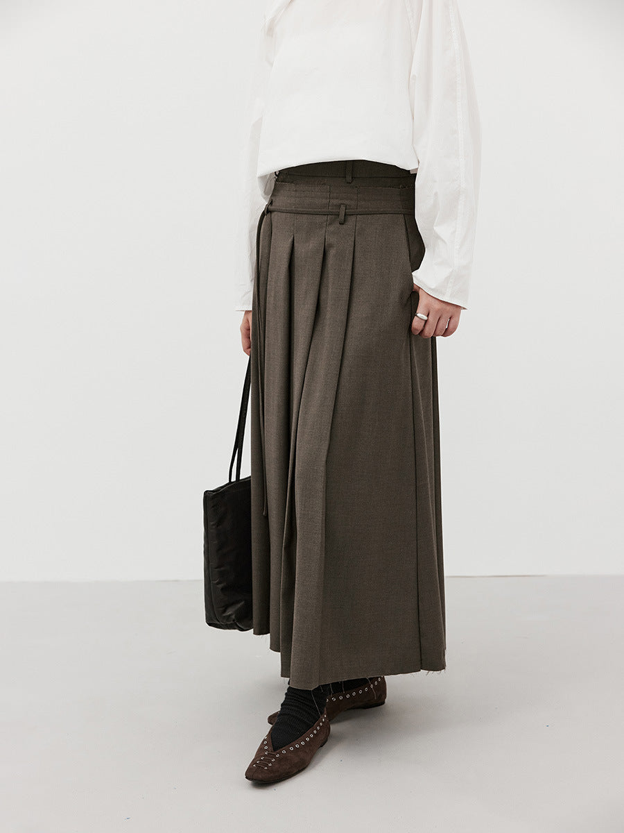 A-Line Pleated Maxi Skirt